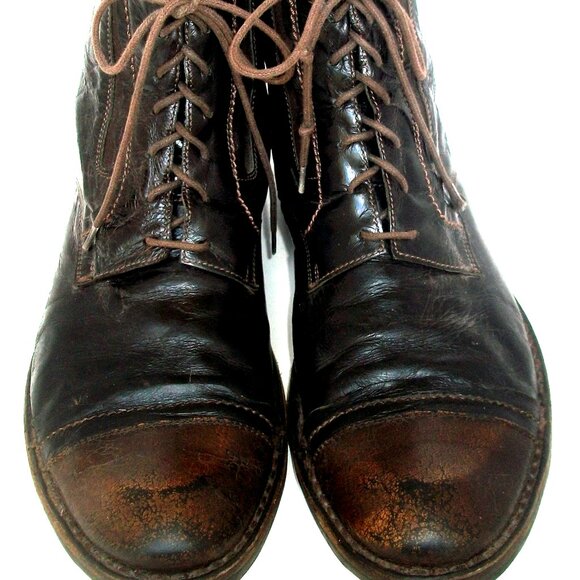 Ermenegildo Zegna Handmade Brown Leather Luxury Hobo Boots 11M $1420 - Picture 7 of 13